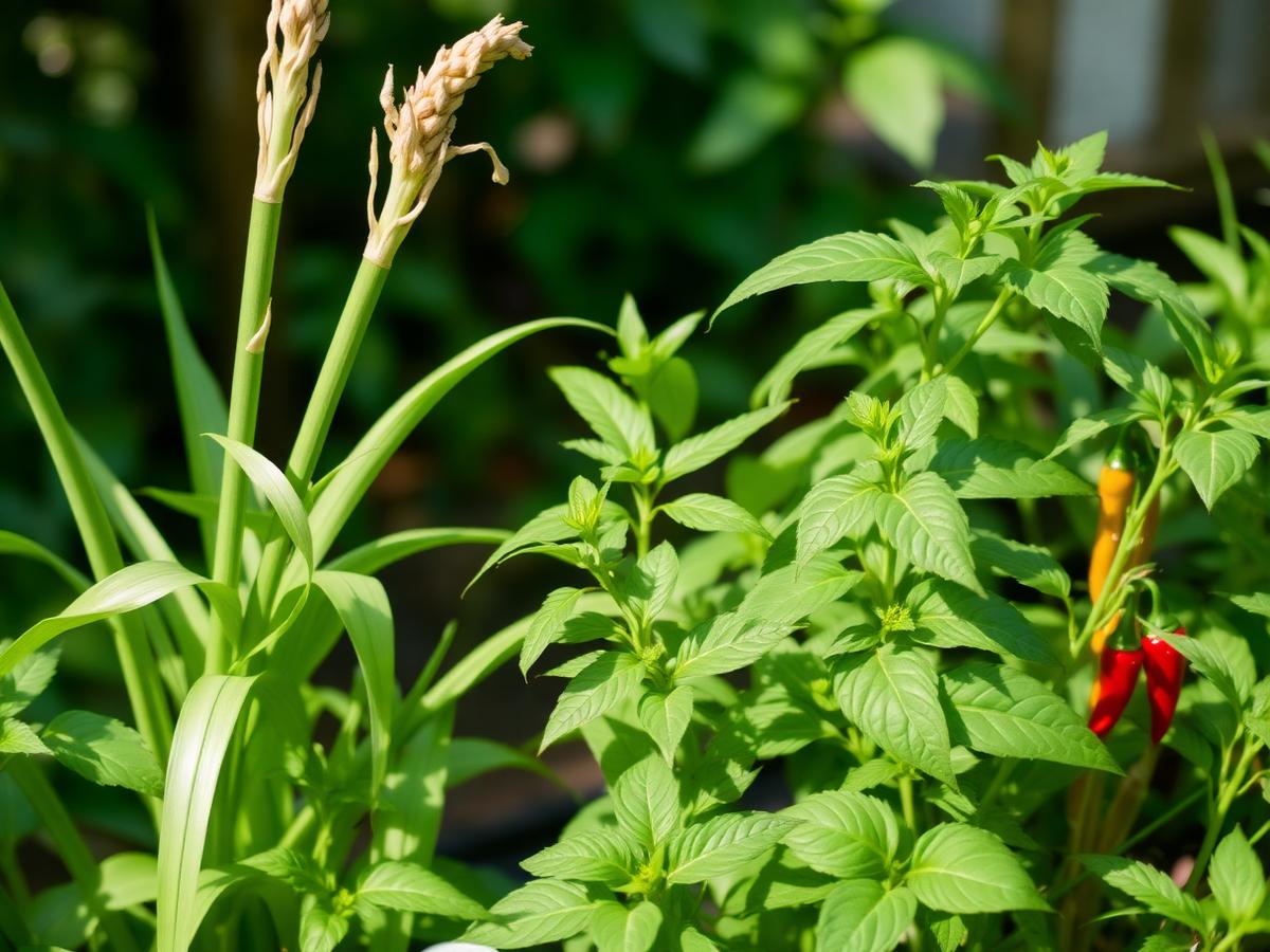 Thai herbs growing on-site at the café garden